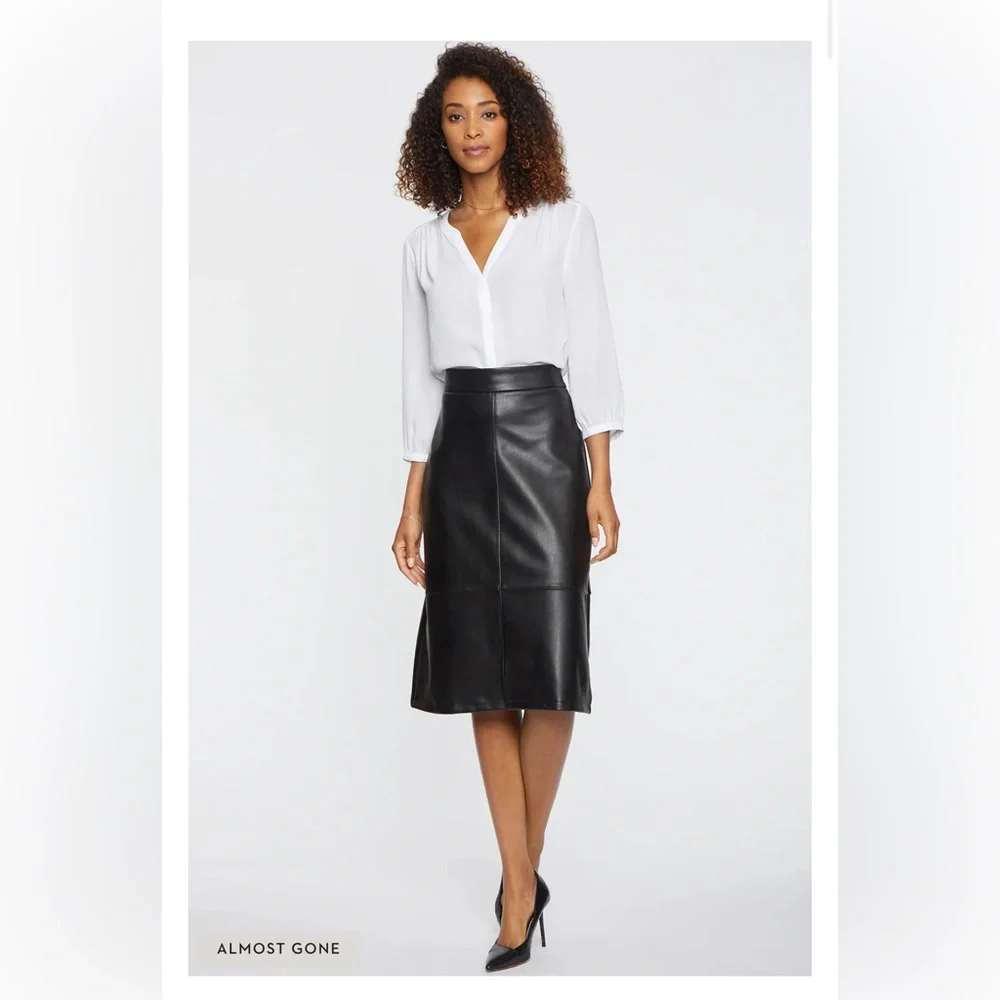 SCULPT*HER by NYDJ Faux Leather A Line Skirt - Picture 1 of 15